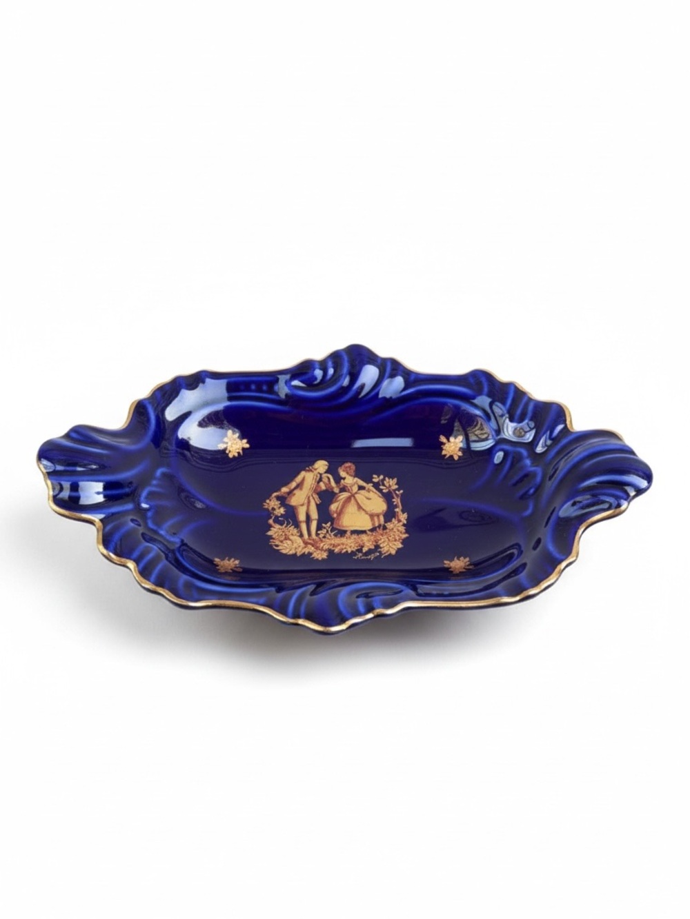 Limoges Cobalt Blue and Gold Decorative Porcelain Tray